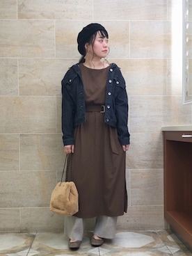 「Te chichi（テチチ）のアイテム（ハンチング/ベレー帽）」を使った、i  mariさん（レディース・158cm）の冬コーディネート