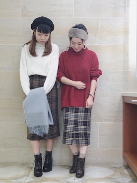 「Te chichi（テチチ）のアイテム（ハンチング/ベレー帽）」を使った、i  mariさん（レディース・158cm）の冬コーディネート