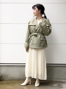 「透かし編みスカート」｜「アイテム（その他アウター）」を使った、i  mariさん（レディース・158cm）の春コーディネート