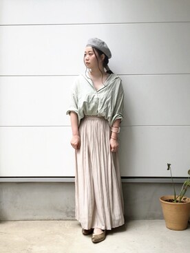 「テチチ(Te chichi)」｜「アイテム（ハンチング/ベレー帽）」を使った、i  mariさん（レディース・158cm）の夏コーディネート