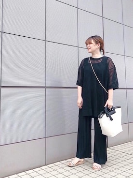 「リラックスパンツ」｜「アイテム（その他）」を使った、i  mariさん（レディース・158cm）の夏コーディネート