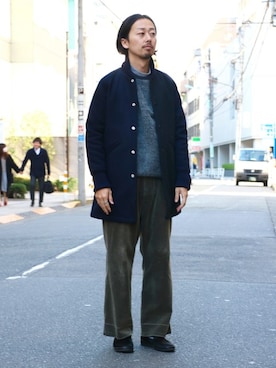 「コート」｜「アイテム（スタジャン）」を使った、kitazawaさん（メンズ・175cm）の秋コーディネート