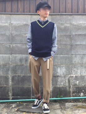 「フォローミー」｜「アイテム（キャスケット）」を使った、ren00さん（メンズ・161cm）の春コーディネート