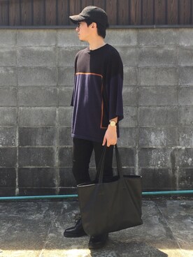 「L.H.P（エルエイチピー）のアイテム（トートバッグ）」を使った、ren00さん（メンズ・161cm）の夏コーディネート