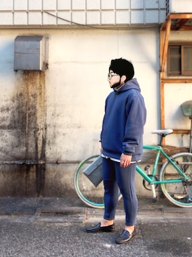 「BICASH（ビカーシ）のアイテム（スリッポン）」を使った、Mercyさん（メンズ・165cm）の冬コーディネート