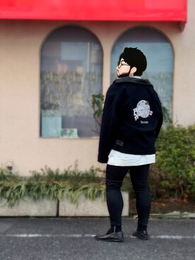 「BICASH（ビカーシ）のアイテム（スリッポン）」を使った、Mercyさん（メンズ・165cm）の冬コーディネート
