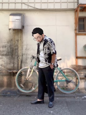「BICASH（ビカーシ）のアイテム（スリッポン）」を使った、Mercyさん（メンズ・165cm）の夏コーディネート