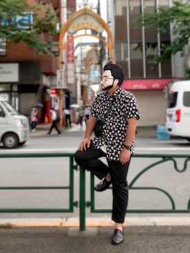 「BICASH（ビカーシ）のアイテム（スリッポン）」を使った、Mercyさん（メンズ・165cm）の夏コーディネート