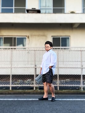 「BICASH（ビカーシ）のアイテム（スリッポン）」を使った、Mercyさん（メンズ・165cm）の夏コーディネート