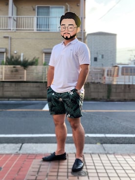 「BICASH（ビカーシ）のアイテム（スリッポン）」を使った、Mercyさん（メンズ・165cm）の夏コーディネート