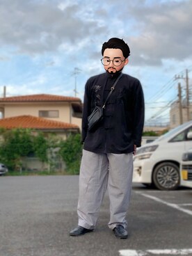 「BICASH（ビカーシ）のアイテム（スリッポン）」を使った、Mercyさん（メンズ・165cm）の夏コーディネート