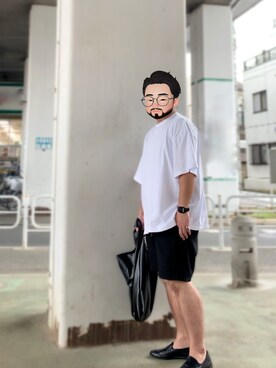 「BICASH（ビカーシ）のアイテム（スリッポン）」を使った、Mercyさん（メンズ・165cm）の夏コーディネート