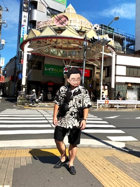 「BICASH（ビカーシ）のアイテム（スリッポン）」を使った、Mercyさん（メンズ・165cm）の夏コーディネート