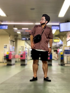 「BICASH（ビカーシ）のアイテム（スリッポン）」を使った、Mercyさん（メンズ・165cm）の夏コーディネート