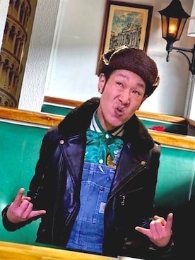 「アイテム（ライダースジャケット）」を使った、Shigeyoshi iwai さん（メンズ・173cm・40代）の春コーディネート