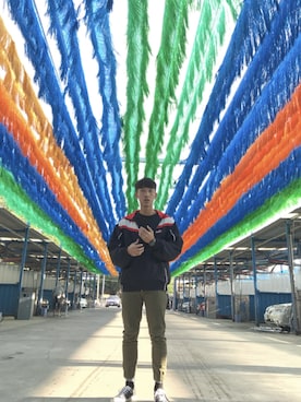 「PUMA（プーマ）のアイテム（スタジャン）」を使った、harry_zhさん（メンズ・173cm）の春コーディネート