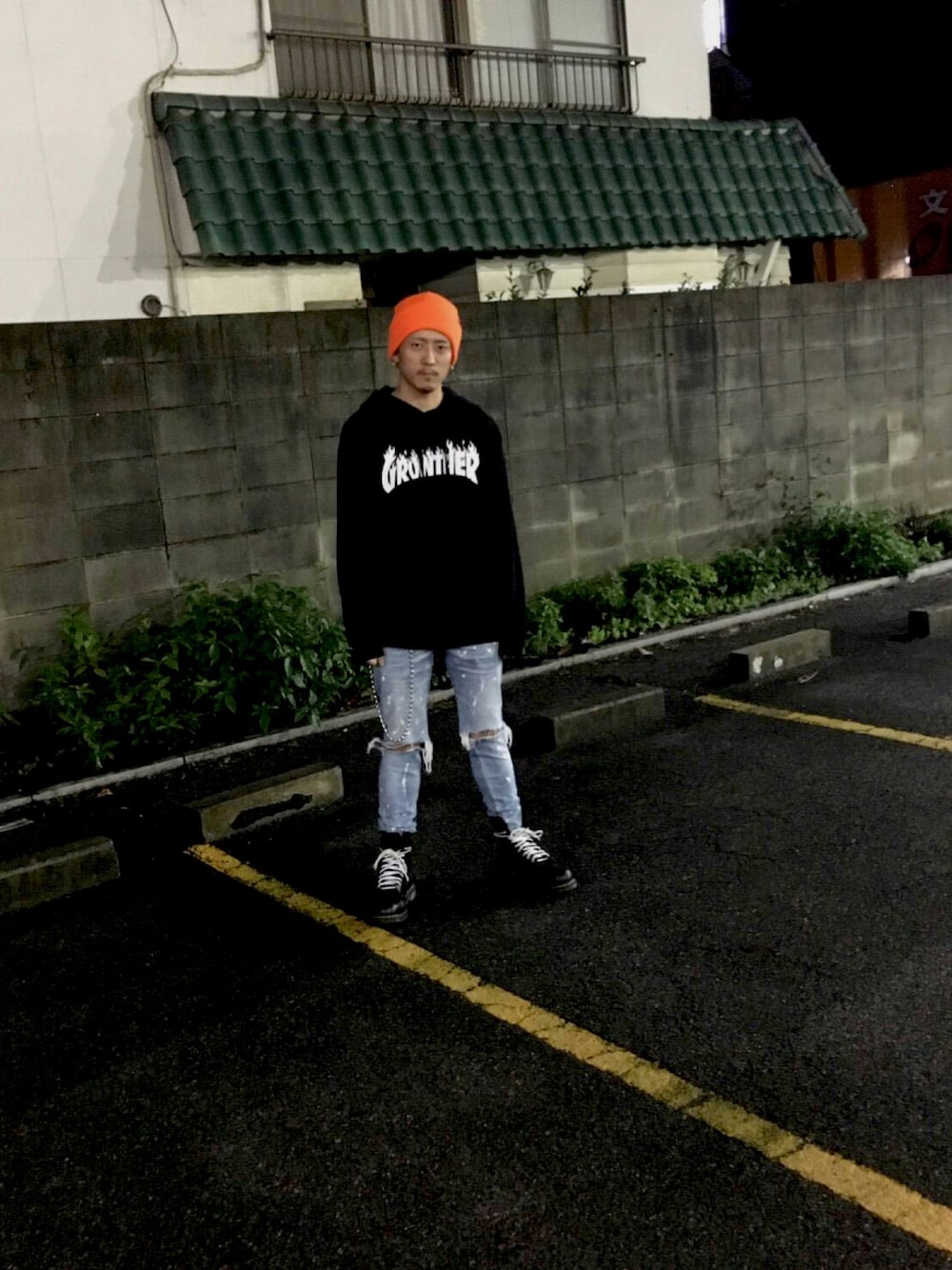 「パーカー」｜「LEGENDAのアイテム（デニムパンツ、ブルー系）」を使った、Yuuさん（メンズ・168cm）の冬コーディネートの1枚目の写真