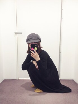 「BLISS POINT（ブリスポイント）のアイテム（帽子）」を使った、ぴのこさん（レディース・164cm）の冬コーディネート