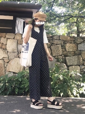 「sango（sango）のアイテム（つなぎ/オールインワン）」を使った、しーちゃん☺︎さん（レディース・152cm）の夏コーディネート