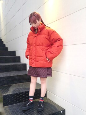 「いいね返し」｜「アイテム（ダウンジャケット/コート）」を使った、hikyaryさん（レディース・160cm）の秋コーディネート
