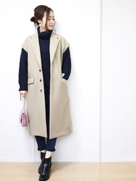 「08sircus（ゼロエイトサーカス）のアイテム（ピーコート）」を使った、SAYUMI KATOさん（レディース・162cm）の秋コーディネート