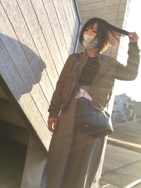 「RAY CASSIN（レイカズン）のアイテム（MA-1）」を使った、まみぽさん（レディース・164cm）の春コーディネート