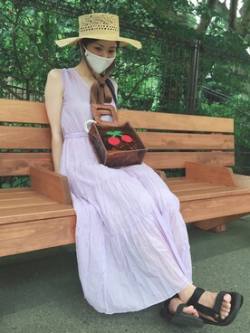 「SNIDEL（スナイデル）のアイテム（ハット）」を使った、FJKさん（レディース・161cm）の夏コーディネート