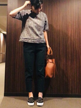 「classicalelf（クラシカルエルフ）のアイテム（スリッポン）」を使った、ちぬさん（レディース・158cm）の秋コーディネート