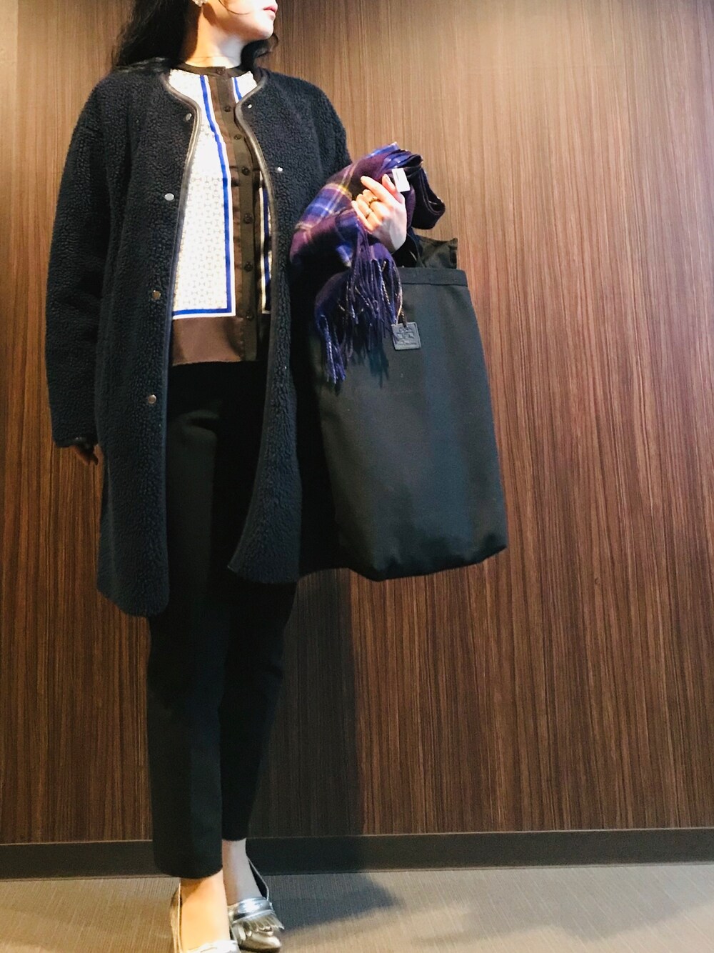 UNITED ARROWS UBCBスカーフプリントコンビカーディガン UNITED ARROWS（ユナイテッドアローズ）の「UBCB スカーフプリント