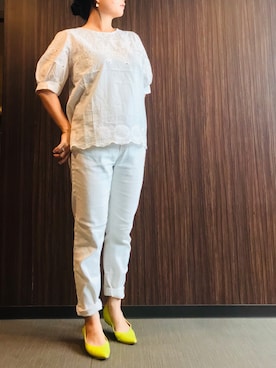「スカラップ」｜「アイテム（アクセサリー）」を使った、ちぬさん（レディース・158cm）の夏コーディネート