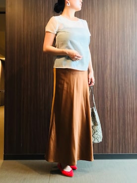 「PUBLUX（パブリュクス）のアイテム（スカート）」を使った、ちぬさん（レディース・158cm）の夏コーディネート