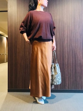 「PUBLUX（パブリュクス）のアイテム（スカート）」を使った、ちぬさん（レディース・158cm）の秋コーディネート
