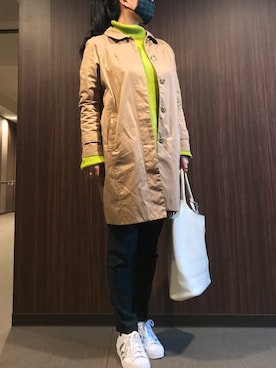 「ピスタチオ」｜「アイテム（ステンカラーコート）」を使った、ちぬさん（レディース・158cm）の秋コーディネート