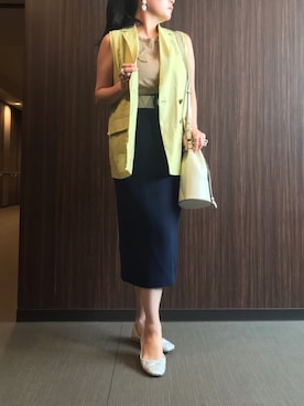 「Heather（ヘザー）のアイテム（その他アウター）」を使った、ちぬさん（レディース・158cm）の春コーディネート