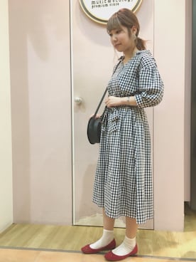 「ギンガムチェックワンピース」｜しずかさん（レディース・163cm）の春コーディネート