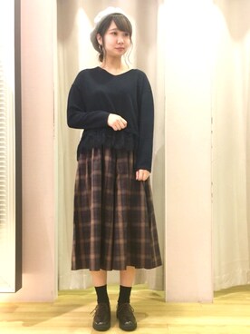 「オリエンタルトラフィック」｜「アイテム（ハンチング/ベレー帽）」を使った、しずかさん（レディース・163cm）の秋コーディネート