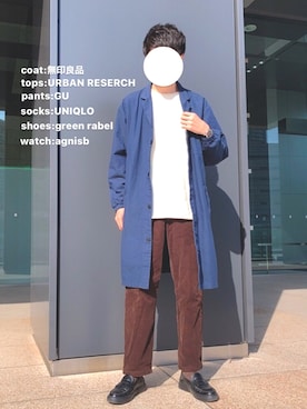 「無印良品」｜「アイテム（トップス）」を使った、hajime yamadaさん（メンズ・173cm）の冬コーディネート