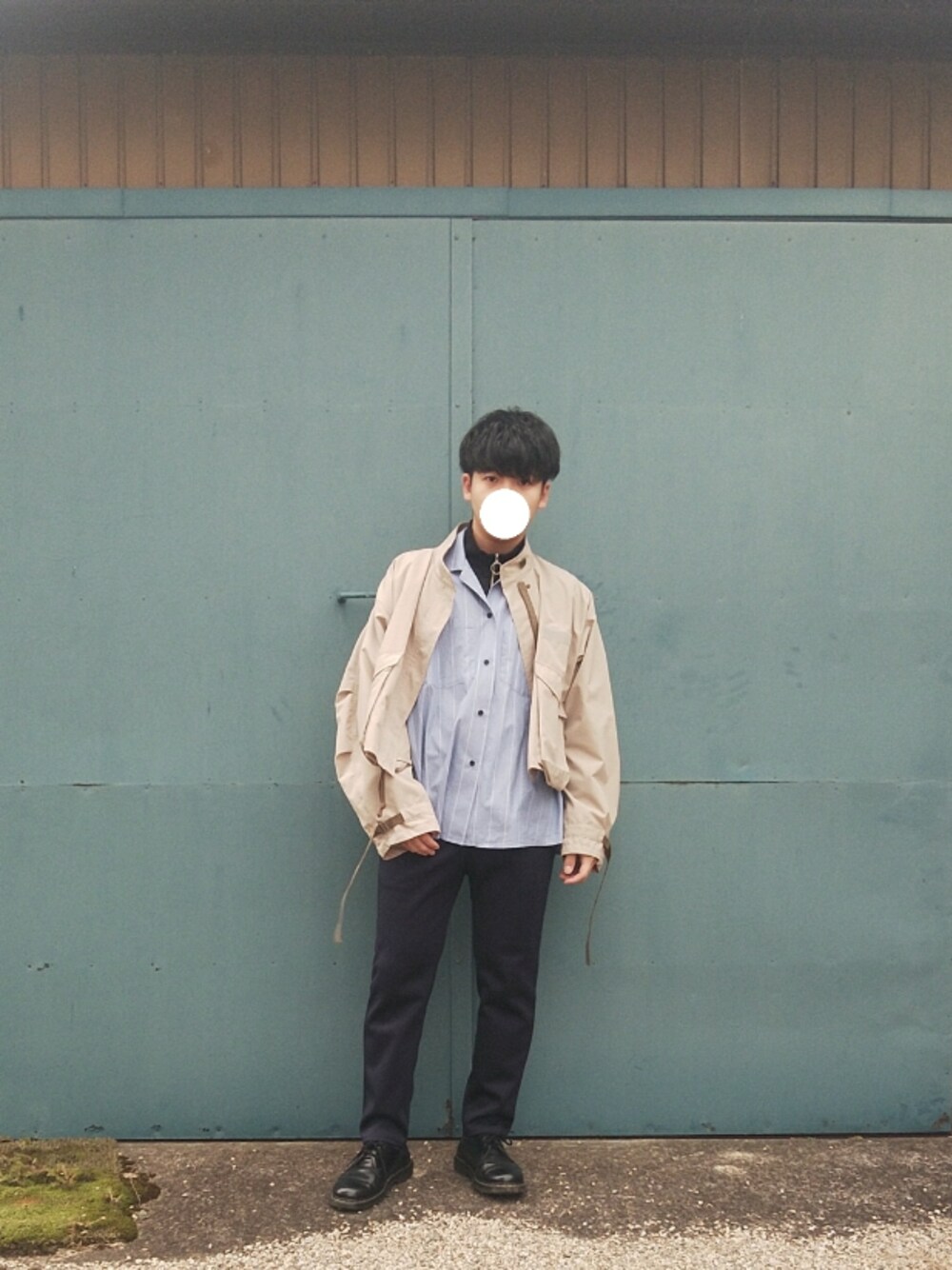 「ビッグシルエット、秋のコーデ、キレイめ、MONKEY TIME、トワロニエ、TOIRONIER、sunsea、curly、Dr.Martens、いいね、save、フォローお願いします🤑」｜「ToironierのToironier/トワロニエ/ｼｮｰﾄﾌﾞﾙｿﾞﾝ（ブルゾン、ベージュ系）」を使った、HIROさん（メンズ・172cm）の秋コーディネートの1枚目の写真