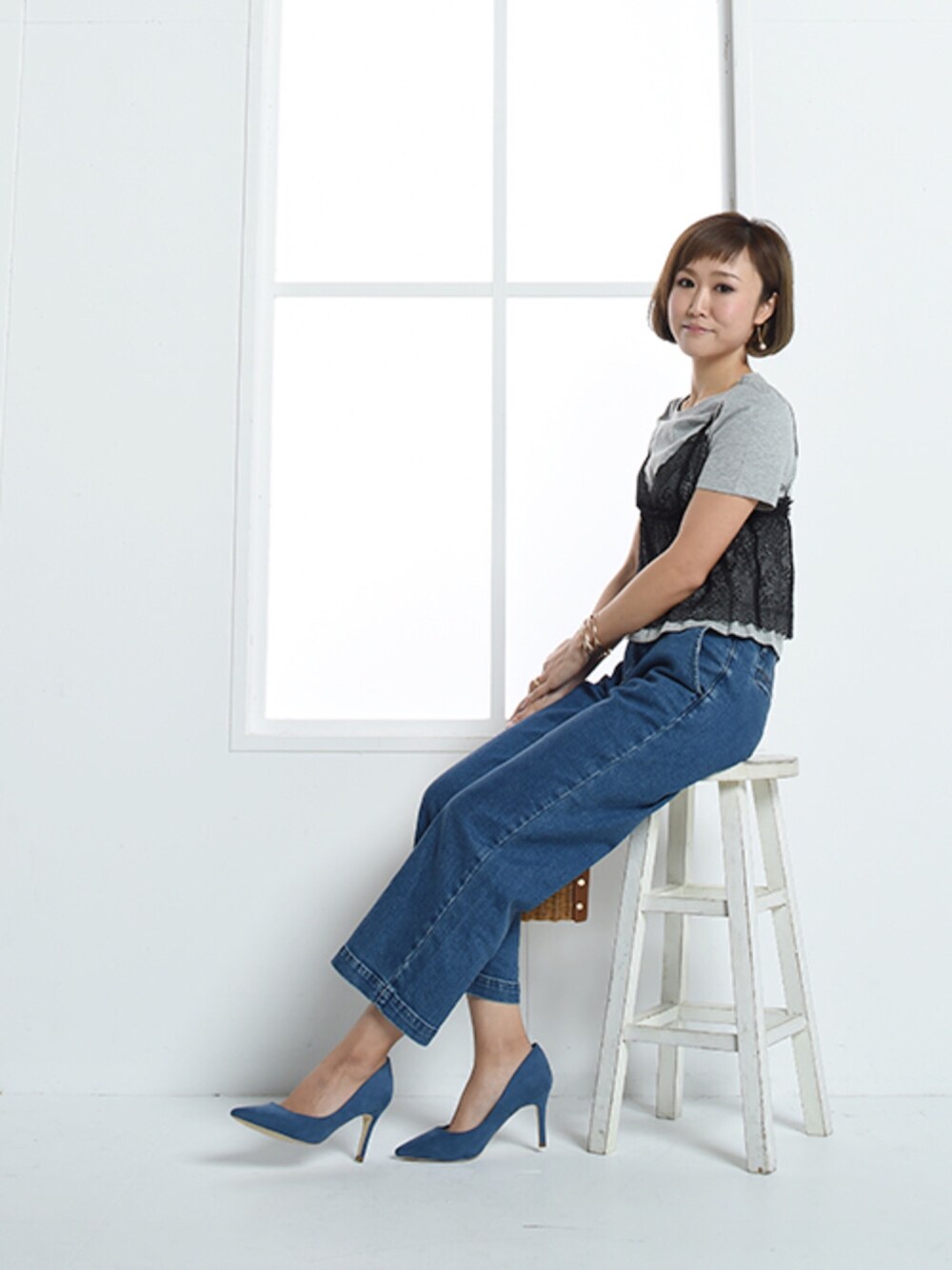 「重ね着、Tシャツ、無印良品、レースキャミソール、授乳服、ママコーデ、かわいい、キャミ×Tシャツ、Tシャツ×デニム、ママファッション」｜CHOCOAさん（レディース・156cm）の春コーディネートの1枚目の写真
