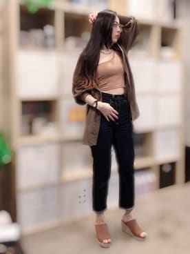 「ハイウエストストレートジーンズ」｜「アイテム（アクセサリー）」を使った、🙈🙊🙉さん（レディース・168cm）の夏コーディネート