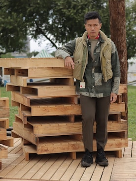 「N.HOOLYWOOD（N.ハリウッド）のアイテム（ジャケット/アウター）」を使った、ADさん（メンズ・179cm）の冬コーディネート