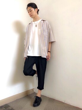 「Dr. Martens（ドクターマーチン）のDR.MARTENS / ドクターマーチン : WINGTIP BROGUE #（ドレスシューズ）」を使った、kazさん（メンズ・173cm）の夏コーディネート