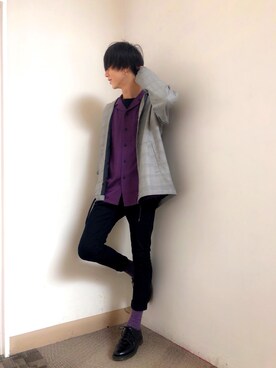 「グレンチェック」｜「アイテム（ナイロンジャケット）」を使った、kazさん（メンズ・173cm）の秋コーディネート