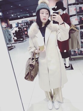 「utaのアイテム」を使った、白眉贵さん（レディース・161cm）の冬コーディネート
