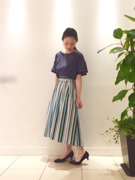「袖フリル」｜maeさん（レディース・158cm）の春コーディネート