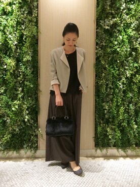 「Paradise Picnic（パラダイスピクニック）のアイテム（ノーカラージャケット）」を使った、maeさん（レディース・158cm）の秋コーディネート