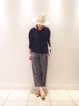 「Paradise Picnic（パラダイスピクニック）のアイテム（帽子）」を使った、maeさん（レディース・158cm）の秋コーディネート