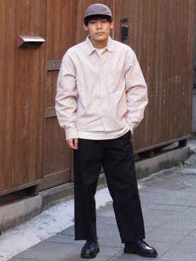 Satoshi Makimotoさんの「STA-PREST WIDE LEG CROP  MINERAL BLACK」を使ったコーディネート