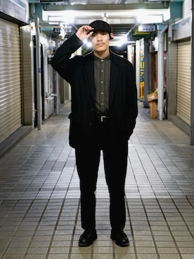 「Scye（サイ）のアイテム（パンツ）」を使った、Satoshi Makimotoさん（メンズ・166cm）の秋コーディネート