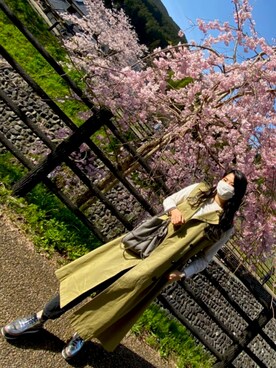 「MOUSSY（マウジー）のアイテム（トレンチコート）」を使った、harukan【相互OK】さん（レディース・167cm）の春コーディネート